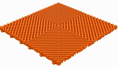 Kunststoff Klickfliese, offene Struktur, abgerundete Rippen, BoDeck Orange Kunststoff Klickfliese, offene Struktur, abgerundete Rippen, BoDeck Orange