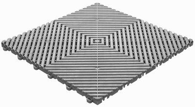 Kunststoff Klickfliese, offene Struktur, flache Rippen, BoGrid Grau-alu Kunststoff Klickfliese, offene Struktur, flache Rippen, BoGrid Grau-alu