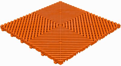 Kunststoff Klickfliese, offene Struktur, flache Rippen, BoGrid Orange Kunststoff Klickfliese, offene Struktur, flache Rippen, BoGrid Orange