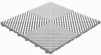 Kunststoff Klickfliese, offene Struktur, flache Rippen, BoGrid Weiß-alu Kunststoff Klickfliese, offene Struktur, flache Rippen, BoGrid Weiß-alu