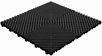 Kunststoff Klickfliese, offene Struktur, flache Rippen, BoGrid Schwarz Kunststoff Klickfliese, offene Struktur, flache Rippen, BoGrid Schwarz